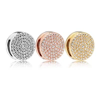 3 colors reflexions elegance clip beads for jewelry making diy silver 925 jewelry pave cz round beads for reflexions bracelets
