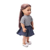 18 inch girls doll clothes simple striped dress%c2%a0skirt american newborn baby toys fit 43 cm baby doll c34