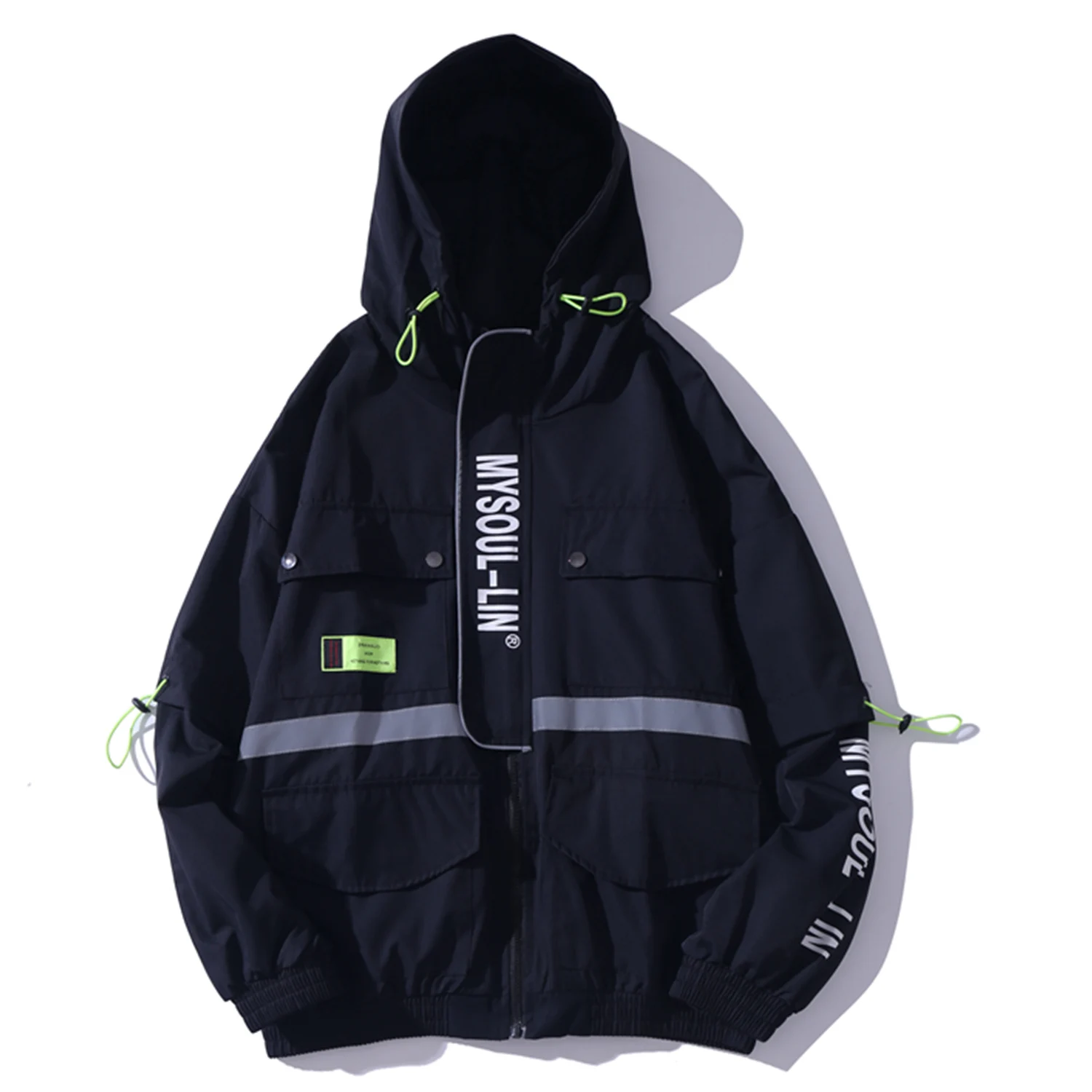 Куртка карго мужская с капюшоном и надписью лоскутный пиджак в стиле Харадзюку