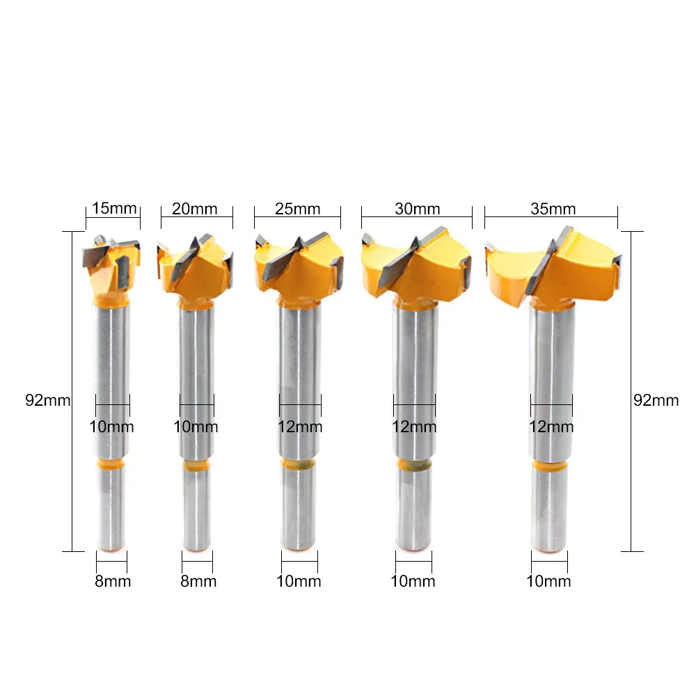 

5pcs Forstner Drill Bits Set Carbon Steel Hole Cutter Drill Bit Hole Saw Bits Auger Opener for Wood Plastic Plywood Forstner Bit