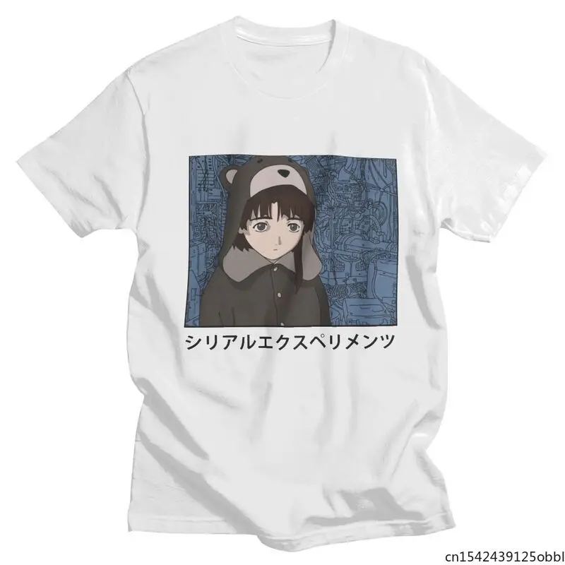 

Serial Experiments Lain Men Fashion Top Round Neck T Shirts Short Sleeve Iwakura Manga Girl Sci Fi Anime