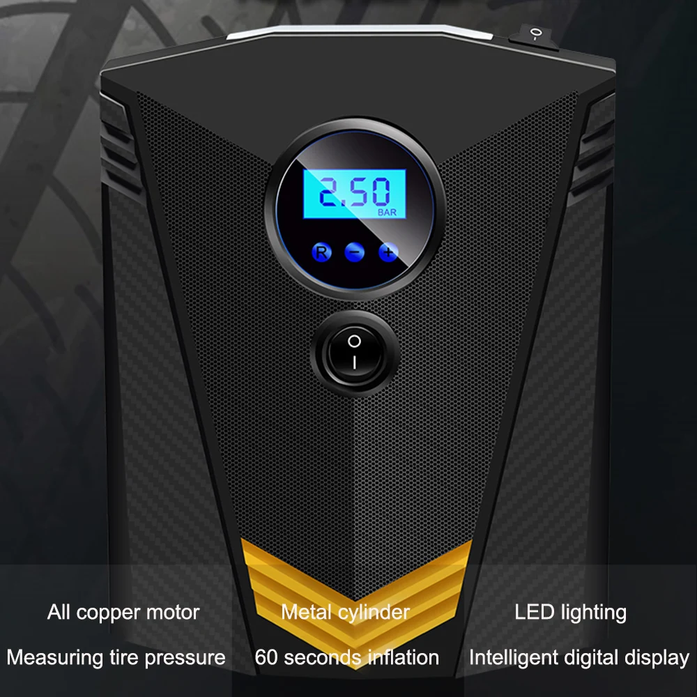 Автомобильный насос для шин электрический воздушный с цифровым экраном