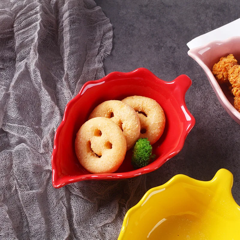 

Ceramics Seasoning Dish Leaves Shape 200ML Household Modern Simple Style Microwave Oven Available Creative Kitchen Tableware