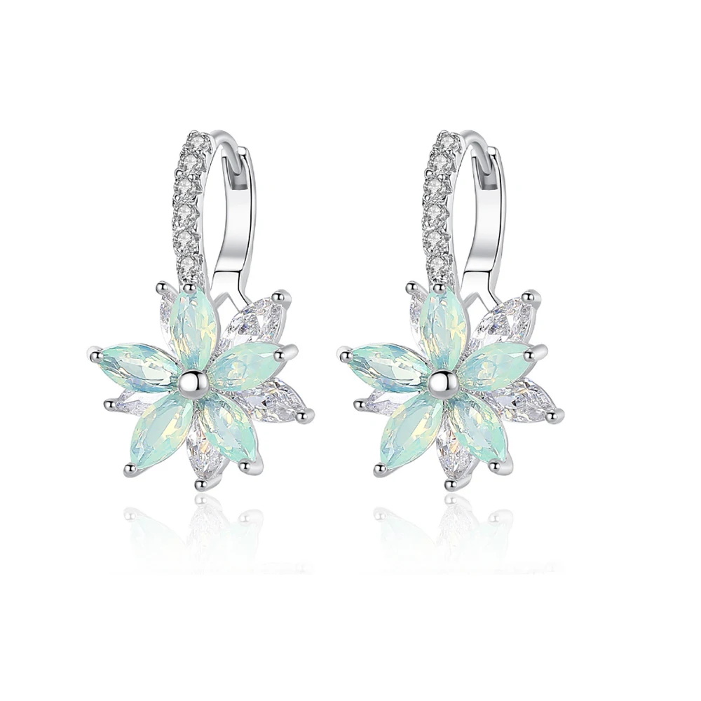 Серьги в форме цветка с коробкой небесно голубые серьги из горного хрусталя