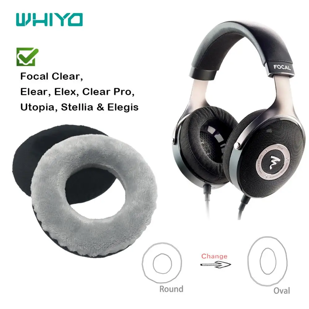 Whiyo DIY Soft Velvet Replacement EarPads for Focal Clear Elear Elex Clear Pro Utopia Stellia Elegis Cushion Cover Ear Pads