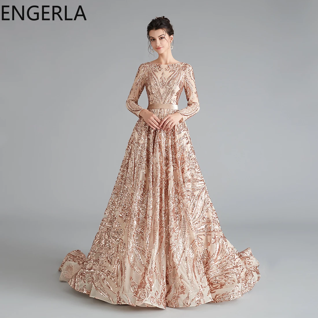 Женское вечернее платье цвета шампанского роскошное кружевное официальное с