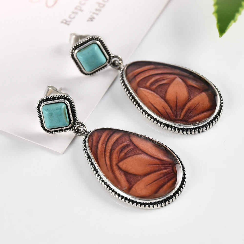 Винтажная Женская каменная подвеска в виде капли воды висячие серьги богемном