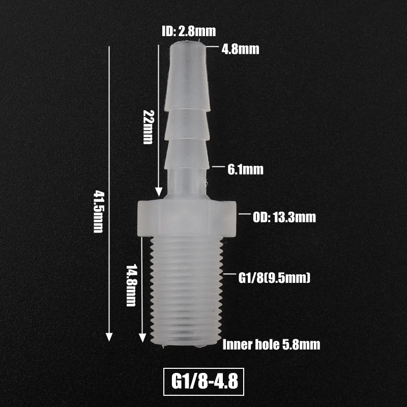 

Соединители для аквариума PP пластик G1/8 G1/4 дюйма 2.8~12 мм