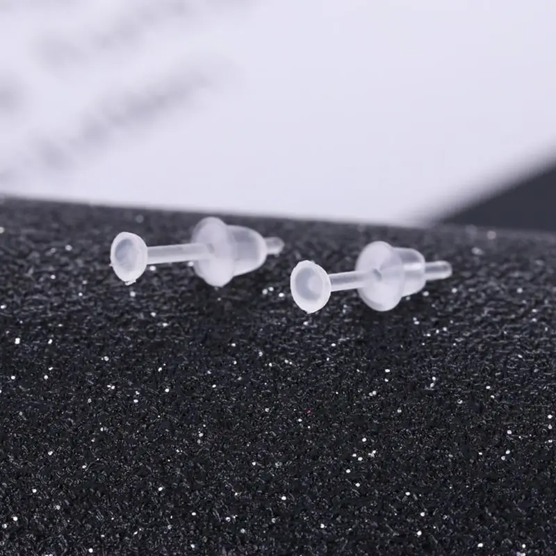 

100 Set Hypoallergenic Simple Plastic Earrings Clear Ear Pins Needle and Resin Earring Backs DIY Ear Accessories