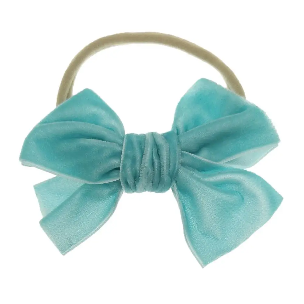 Твердые и с бантом из плотного бархата Детская лента для волос Ободок девочек