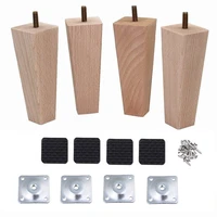 4pcs m8 beech wooden furniture legs thread replacement for cabinet chair couch table feet 10cm%ef%bc%8c14cm or 15cm height with screw