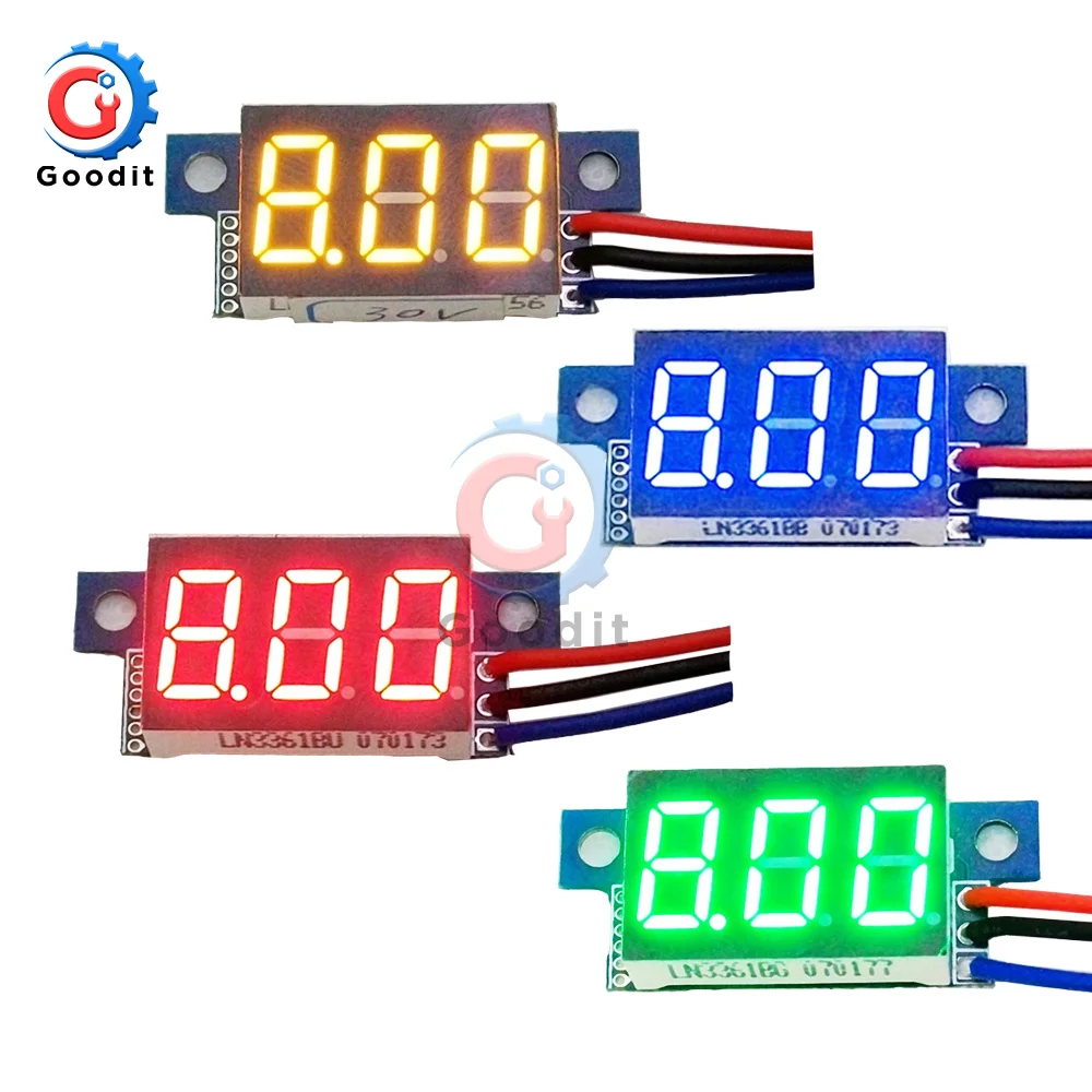 0 36 дюймовый вольтметр со светодиодный Ной панелью постоянного тока 3 провода