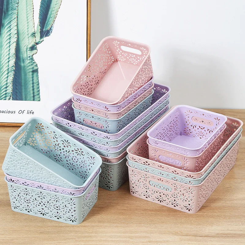 

Hollow Plastic Storage Box Case Basket Toys Underwear Closet Cosmetics Organizer Container Home Wardrobe Clothes Basket with Lid