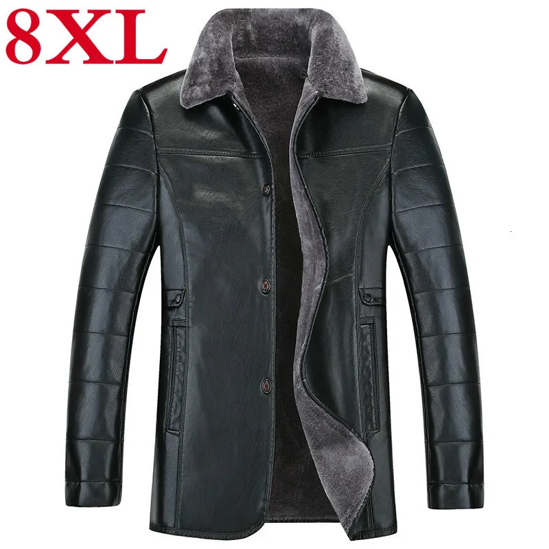 Размера плюс 8XL 7XL Новое мужское пальто из натуральной кожи овчина Мужская
