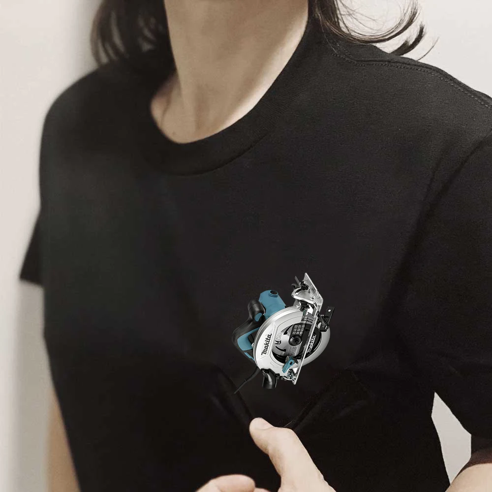 

Хлопковая футболка FiiShiMi Power с карманом, футболка с принтом Makita Tools, мужские и женские Рубашки, Топы, забавные хлопковые черные футболки, Пряма...