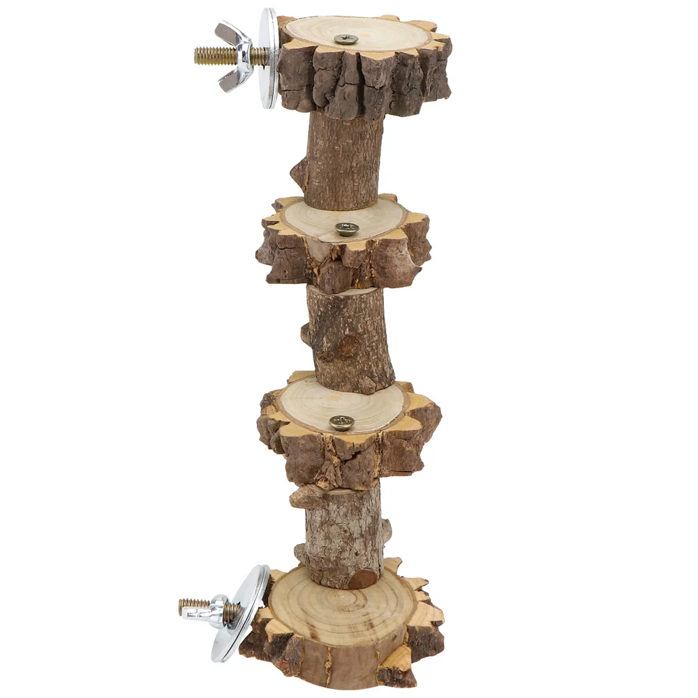 

1PC Parrot Activity Standing Bar Bird Cage Wood Ladder Stand Board (Light Brown)