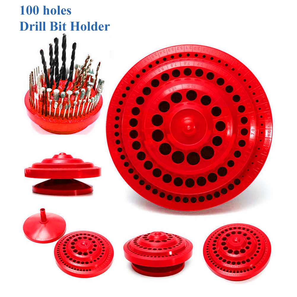 

PP Drill Bits Holder Storage Case Rotary tool case Large capacity Portable Red