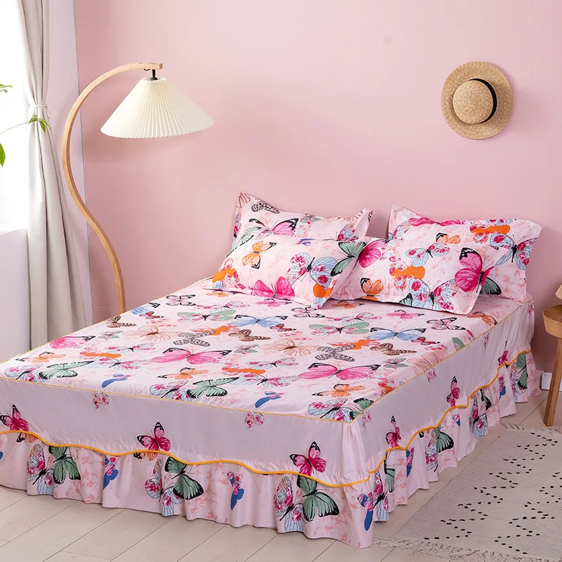 

Floral & Plants Cotton Fitted Bedsheet Bedskirt Printed Bedcover Queen/ King size