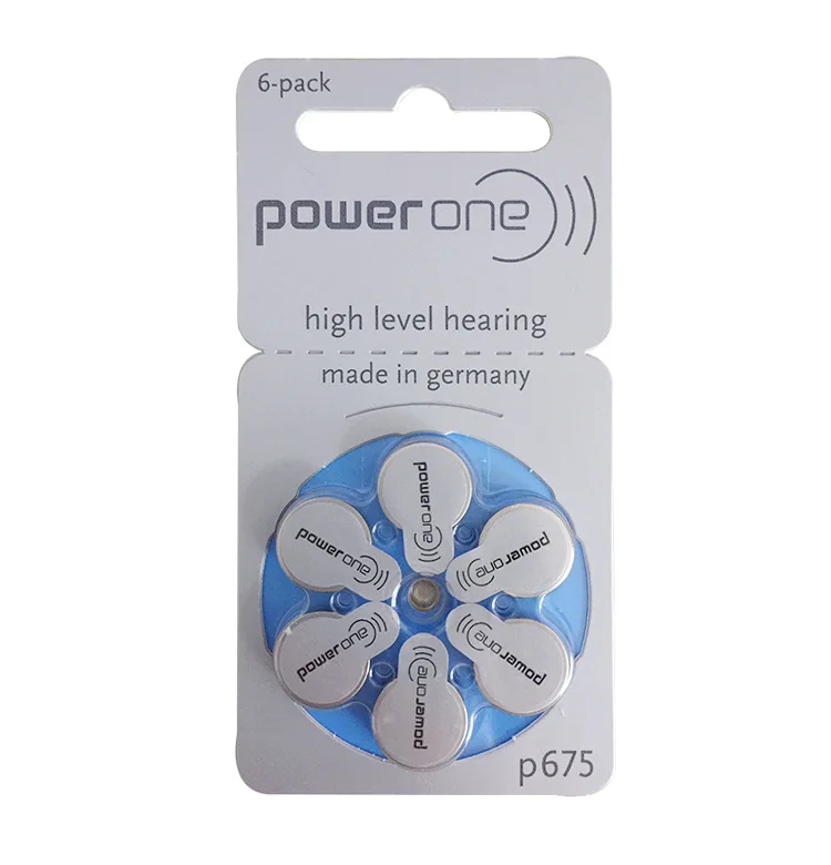 Батареи для слухового аппарата Размер 675 za Power one упаковка 60 синий Tab PR44 1 45 V тип A675