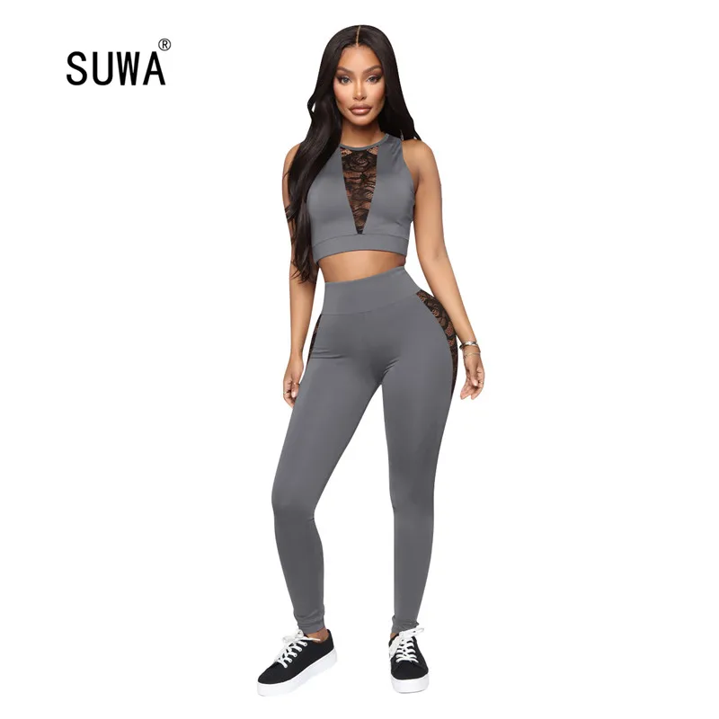 

Женский спортивный костюм для йоги и фитнеса, повседневный комплект из 2 предметов, короткий топ без рукавов и длинные штаны с высокой талие...