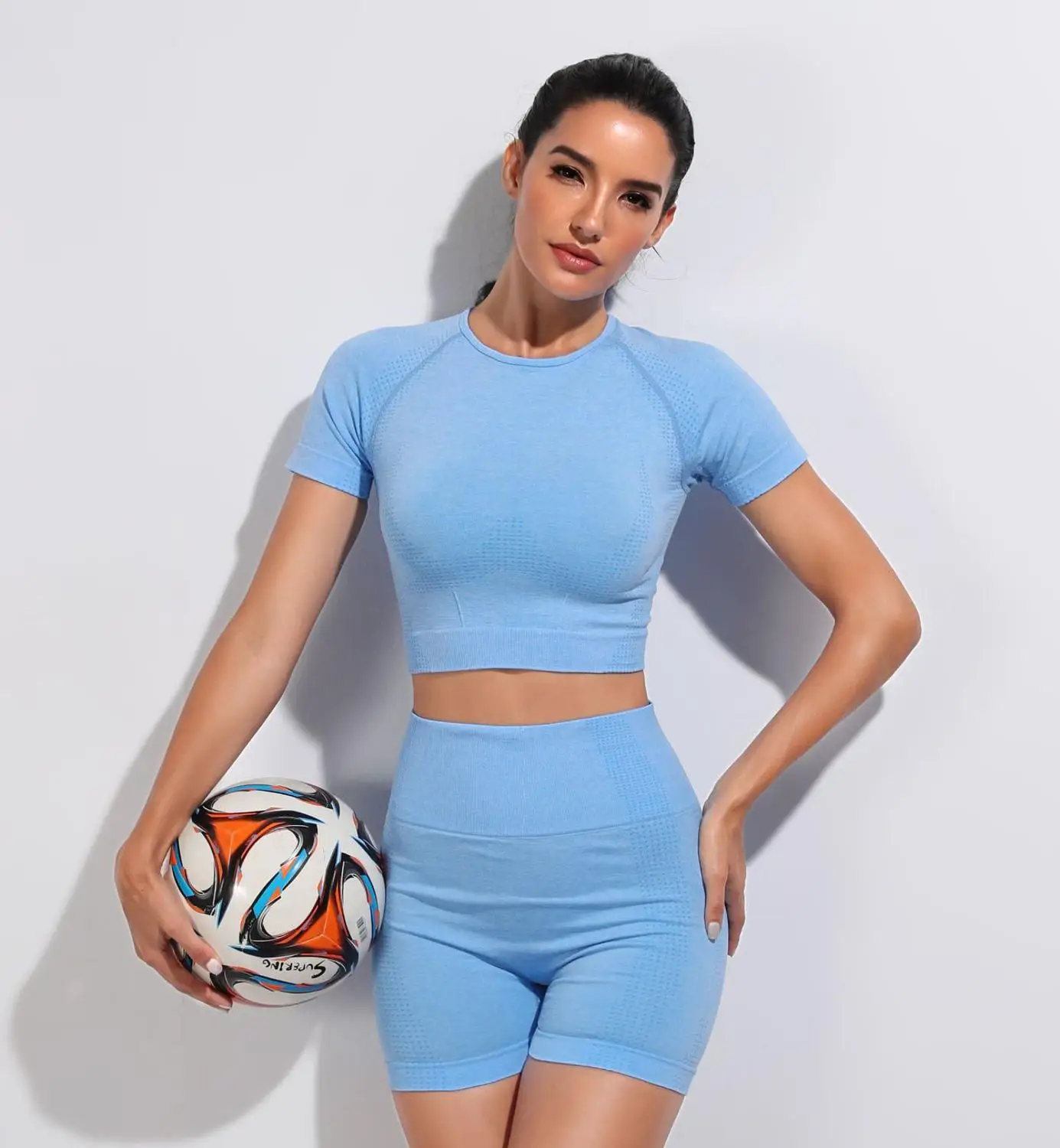 

High Quality Womens Seamless Yoga Wear Clothes Sexy Short Pants Set 2020