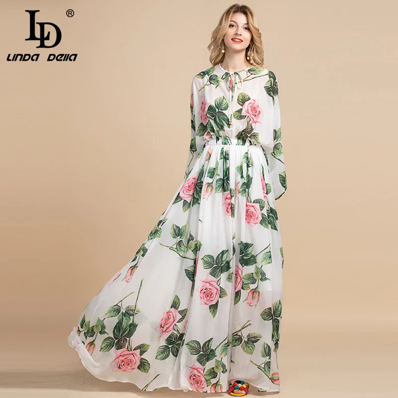LD LINDA DELLA лето мода взлетно посадочной полосы Boho Макси платья для женщин с длинным