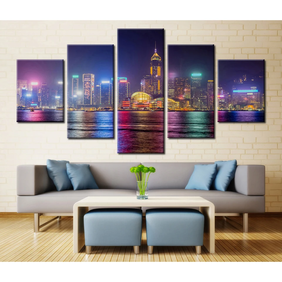

Artwork Poster HD Prints Home Living Room Decor 5 Pieces Building Wall Art Landscape Creative Modular Pictures Canvas Painting