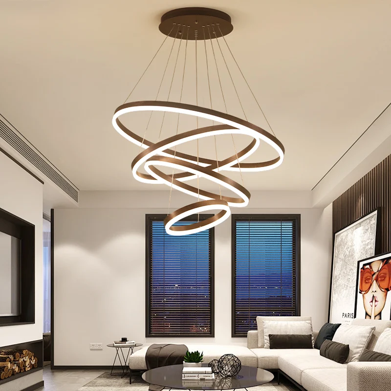 Подвесной светодиодный круглый светильник коричневого цвета 40/60/80 см 110 В 220