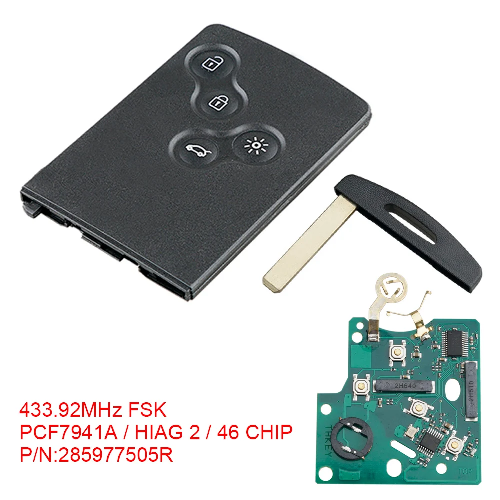 433 МГц смарт карта Автомобильный Дистанционный ключ Авто с чипом PCF7941A подходит