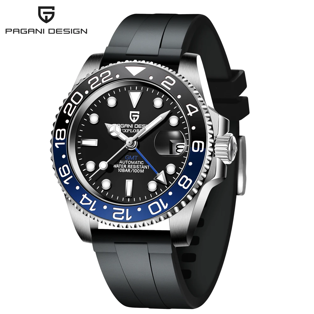 

2020 PAGANI DESIGN Luxury Men Automatic Watch Rubber Strap Waterproof Mechanical Watch 40mm Sapphire GMT Watch Relogio Masculino