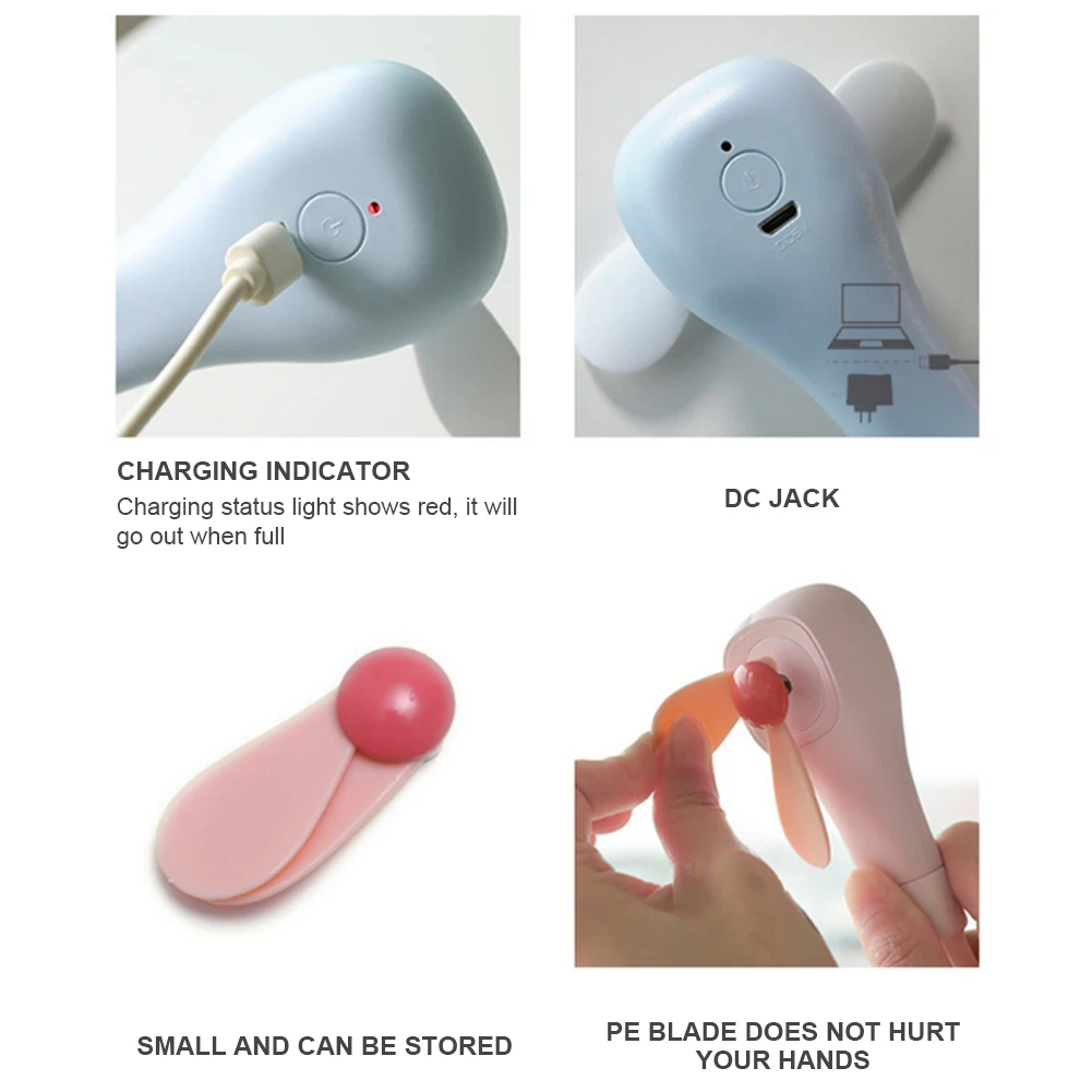 

Mini Fan USB Charging Handheld Silicone Pocket Folding Bending Fan Portable Outdoor Summer Cooling Accessories Working 4 H