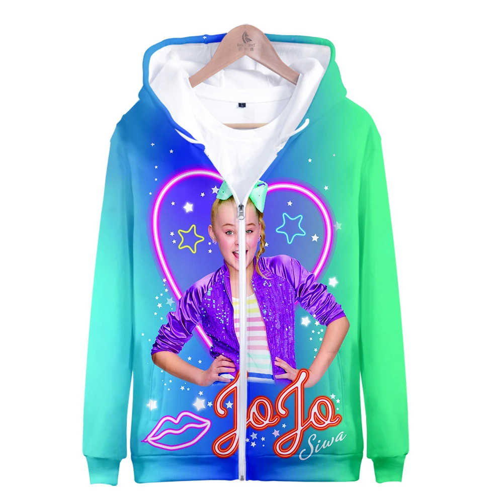 JOJO SIWA 3D новые модные толстовки на молнии повседневная одежда с длинным рукавом