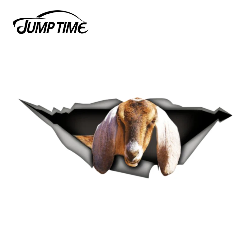 

Jump Time 13cm x 4.8cm farm decal goat sticker 3D Pet Graphic Vinyl Decal Car Window Laptop Bumper Animal Car Stickers