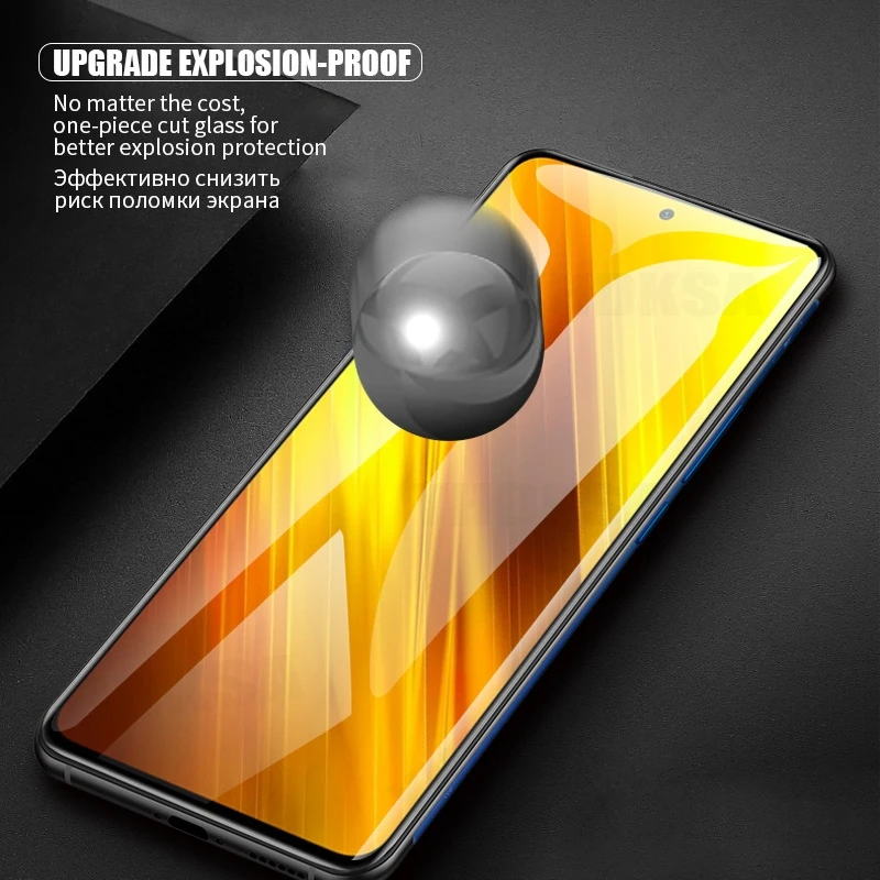 

9D Full Protective Glass For Xiaomi POCO X3 NFC M3 C3 X2 M2 F2 Pro Tempered Screen Protector On Pocophone F1 F3 Glass Film Case