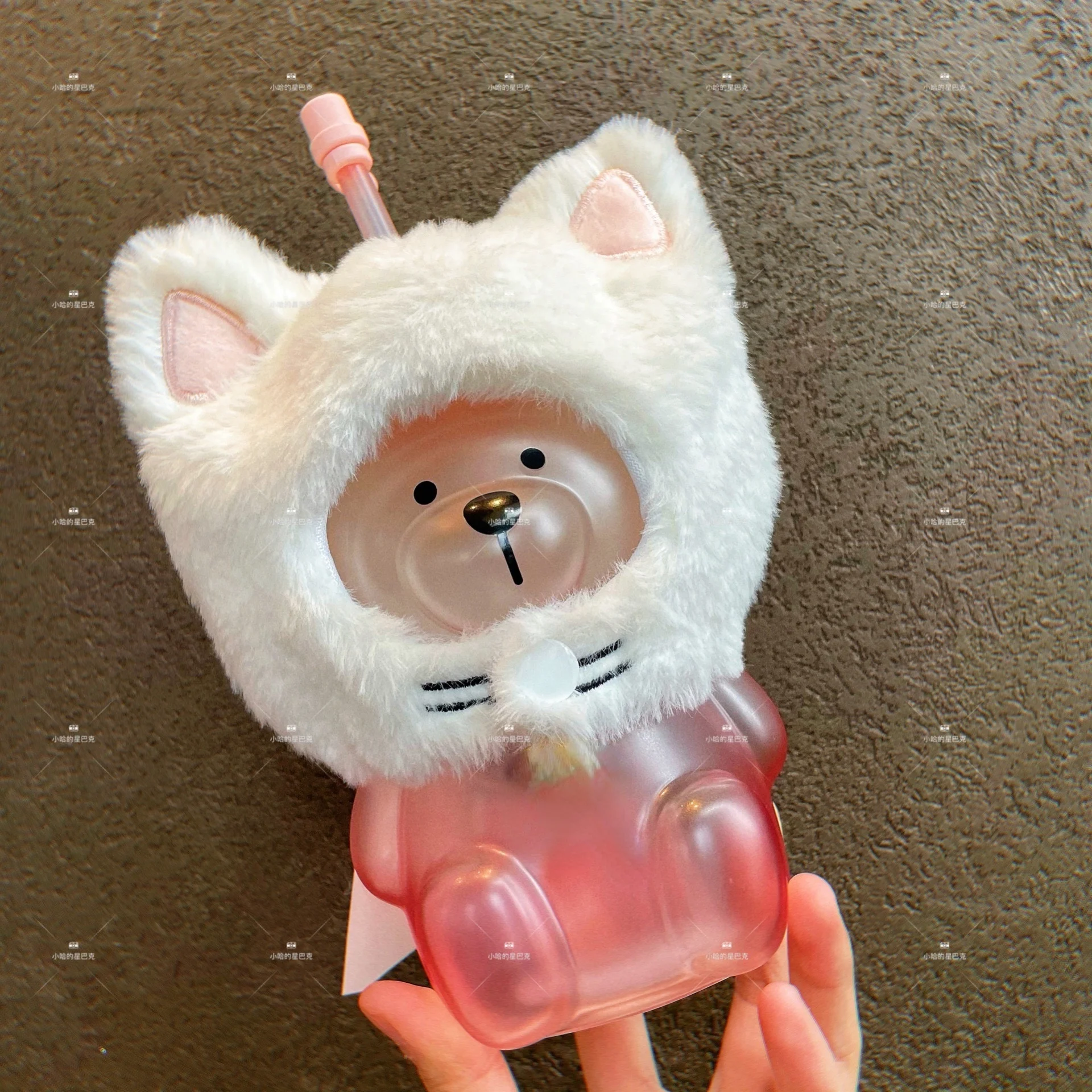 

Головной убор звезда папа чашка Кот розовый градиент медведь стеклянная соломенная чашка симпатичный фотостакан с соломинкой с логотипом