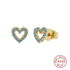 Серьги-гвоздики женские из серебра 925 пробы, в форме сердца