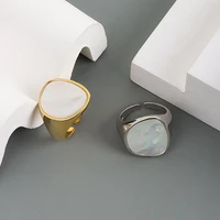 925 sterling silver female male big ring finger elegant shell stone light soomth unique ring for woman man punk jewelry circle