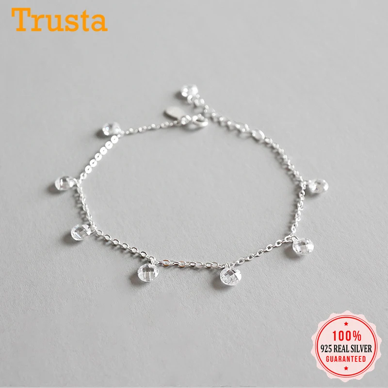 Женский браслет на ногу из серебра 925 пробы с фианитом|Анклеты| |