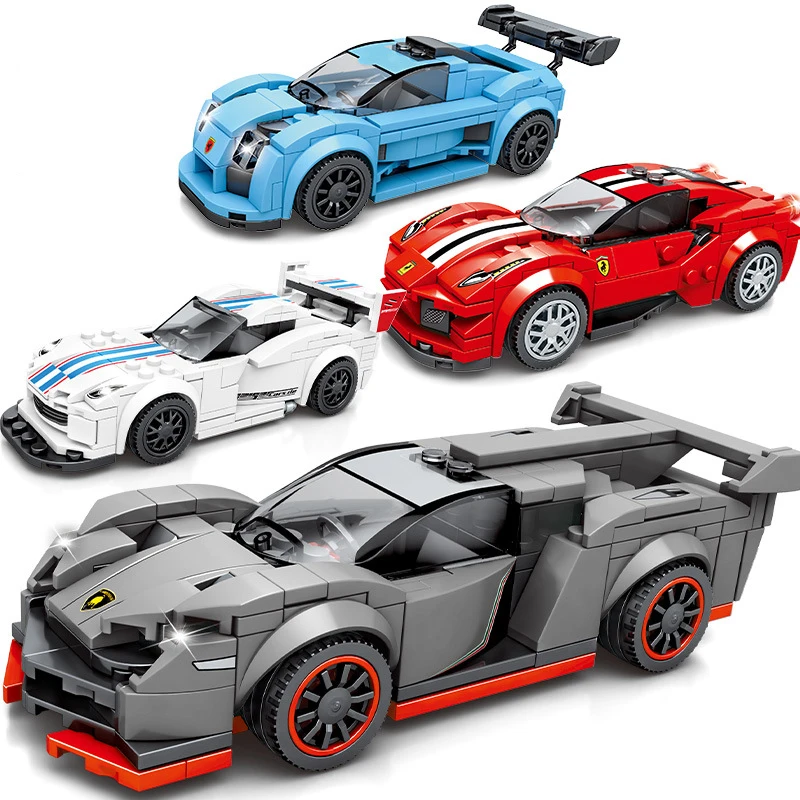 Развивающий город супер гонщики модель строительные блоки скоростные чемпионы