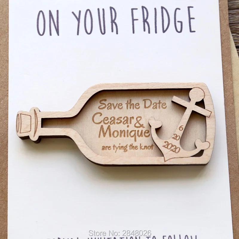 Персональный морской магнит для сохранения даты деревянный якорь свадебный день