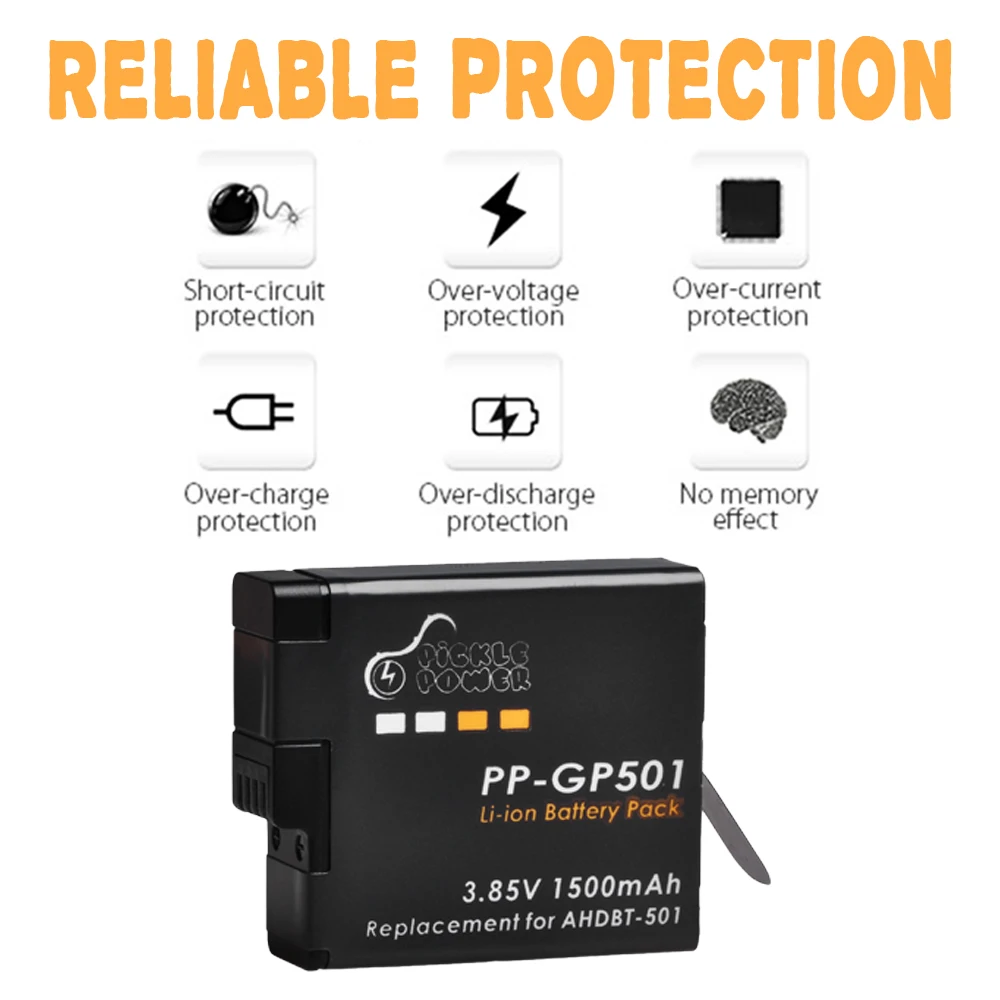 Сменный аккумулятор для GoPro Hero 5 4 шт. 1500 мАч черная батарея Akku 6 7 AHDBT 501|Цифровые