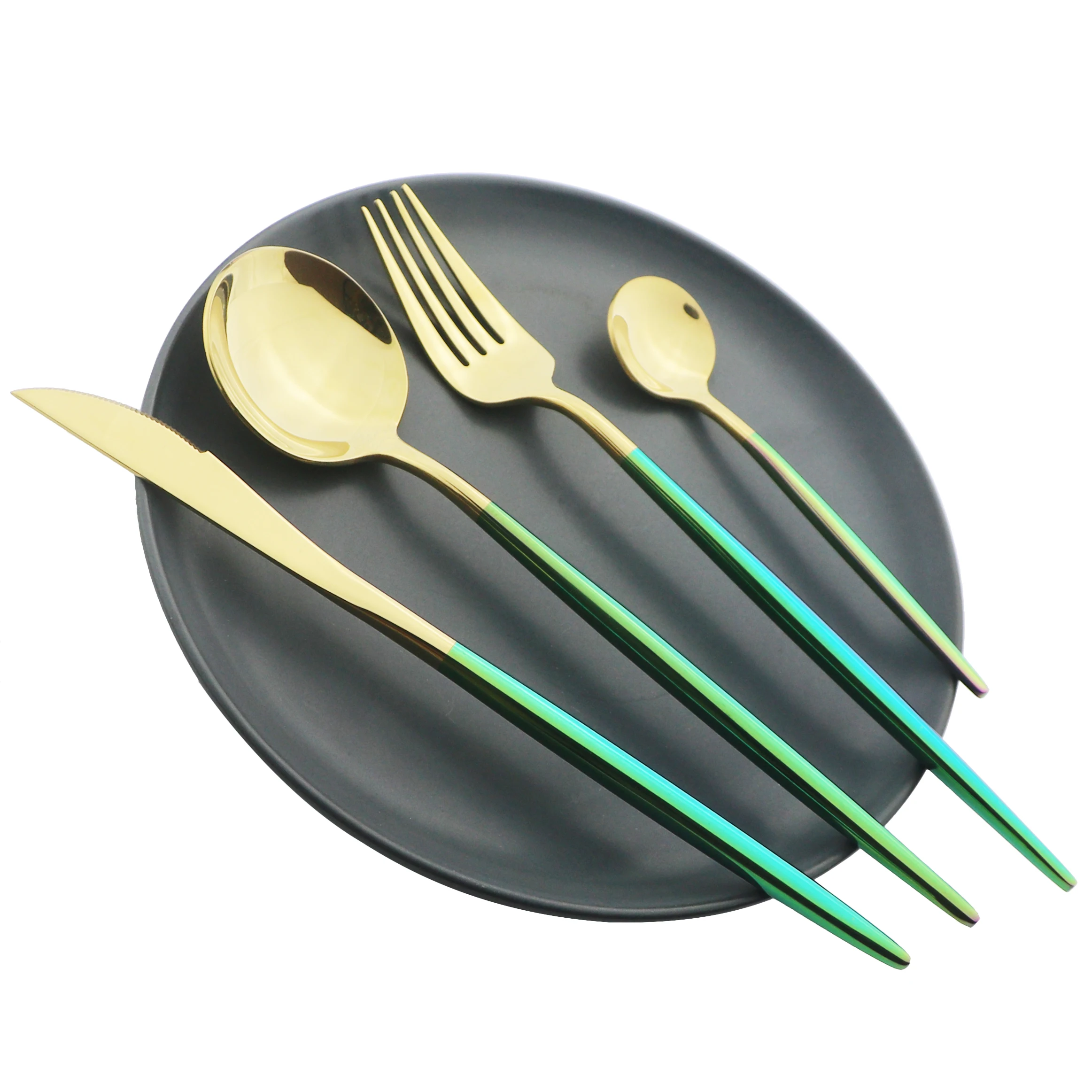 

4 шт., набор столовых приборов из нержавеющей стали, с золотым ножом дюйма