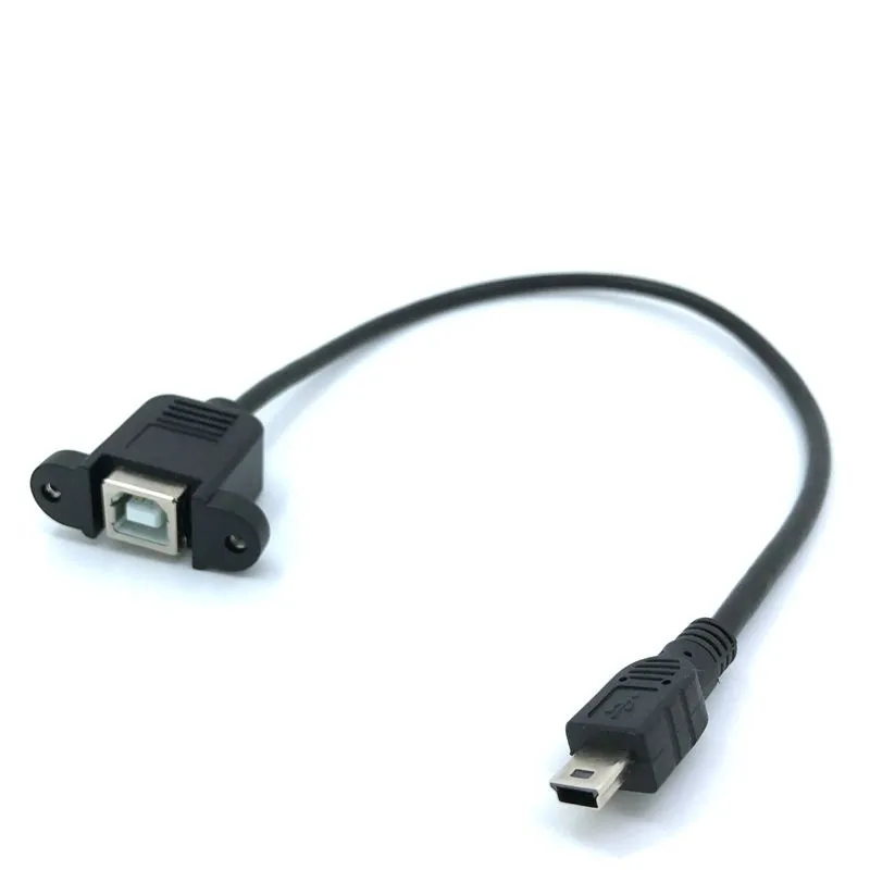 

30cm 50cm Mini 5pin Mini USB USB 2.0 Male to USB 2.0 B Type Female Connector Cable Panel Mount Hole