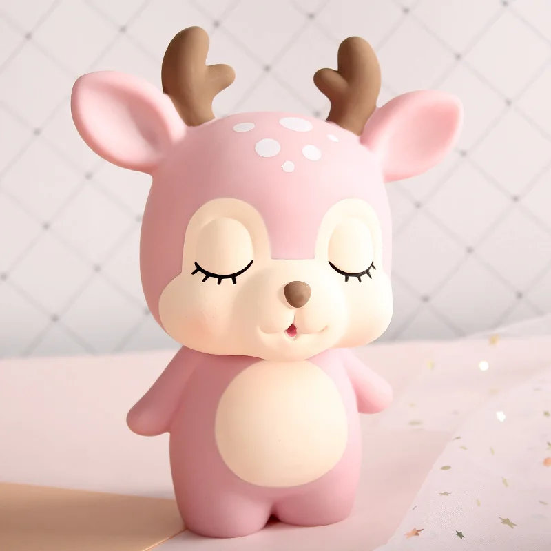 

New Vinyl Anti-fall Piggy Money Bank Fawn Cartoon Cute Elk Deer Children Decoration Large Piggy Bank Creative Gift for Kids