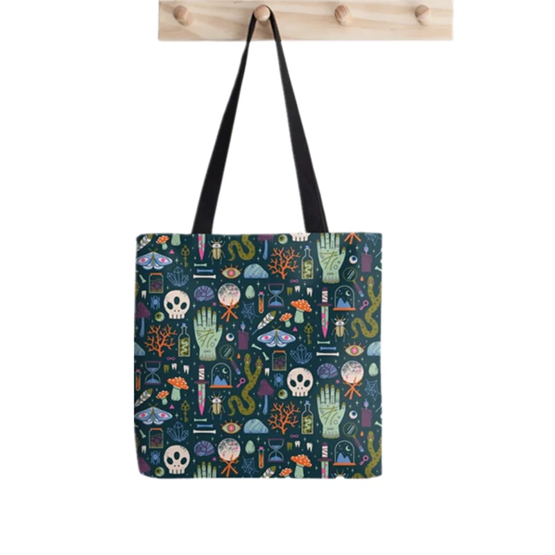 

Women Shopper bag curiosities Printed Kawaii Bag Harajuku Shopping Canvas Shopper Bag girl handbag Tote Shoulder Lady Bag