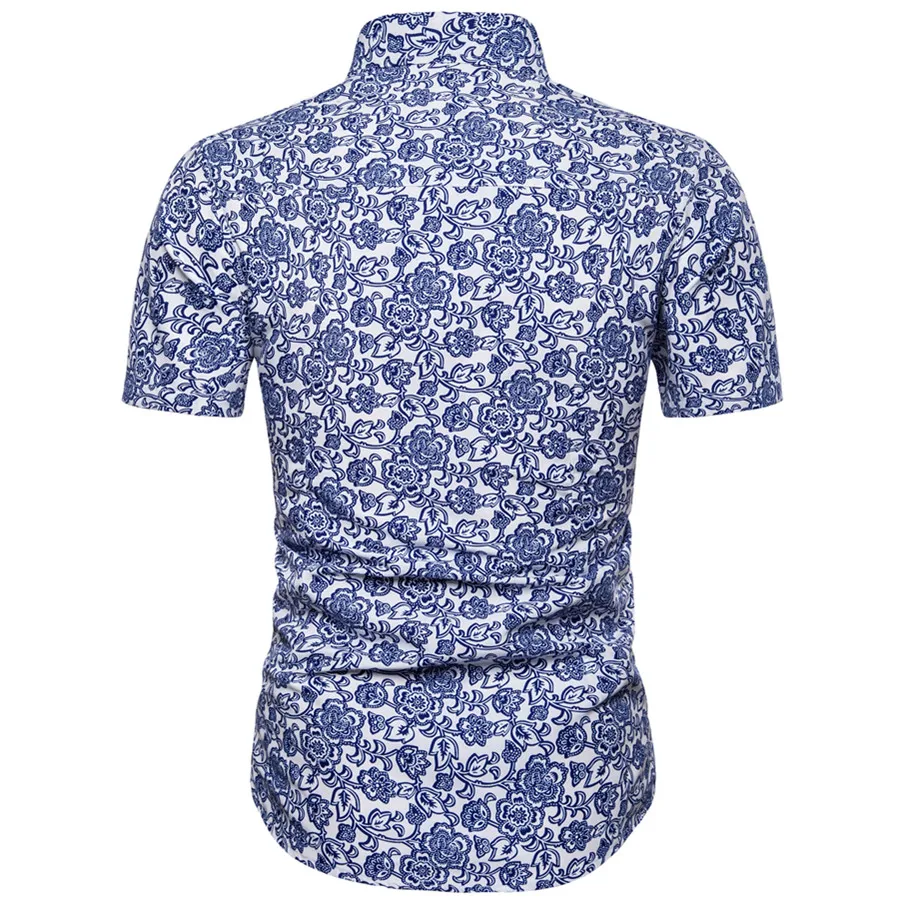 

New summer men's casual short-sleeved floral shirts