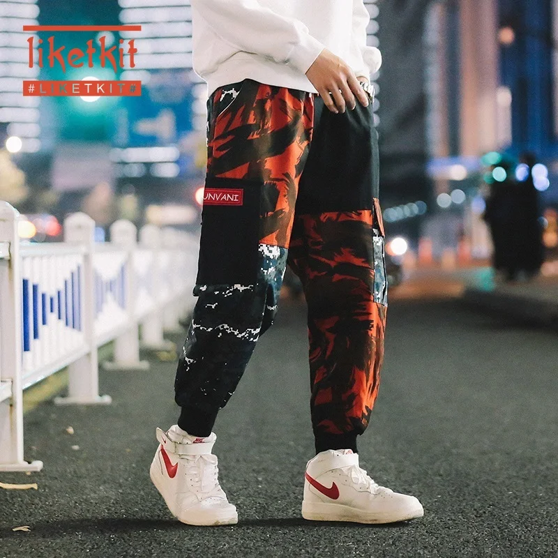 Liketkit мужские брюки карго в стиле хип-хоп 2020 цветные камуфляжные штаны-шаровары