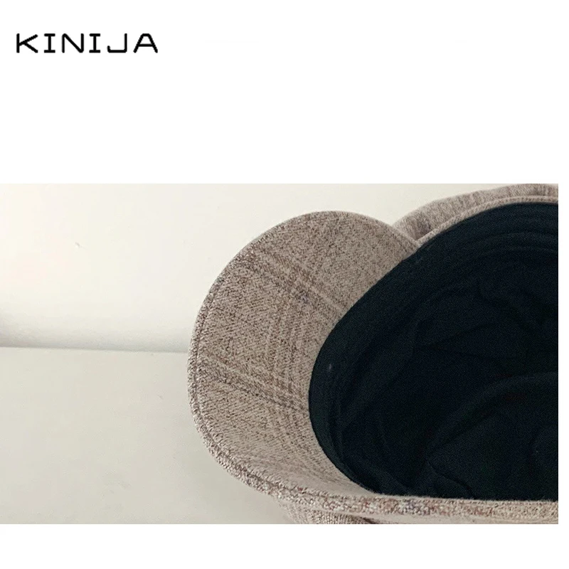 Берет в клетку из мягкого хлопка для женщин и девушек осенне зимняя