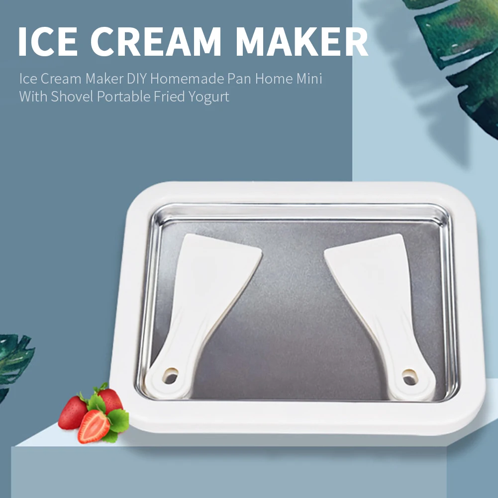 Ice Cream Maker Yogurt Frozen Pan Mini Fried Yogurts Machine Rolled Ice Cream Maker with 2 Spatulas Fry Ice Plate Home Use