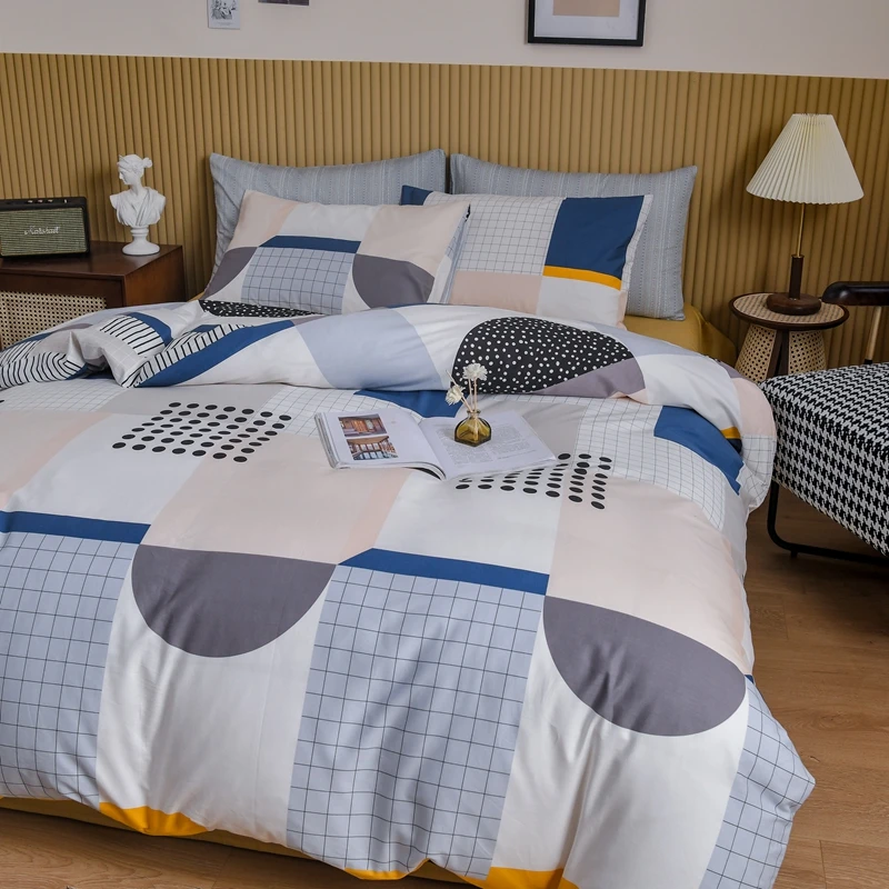 

Spring Bedding Cotton Set European Style Stripe Bedcloths Simple Fashion Home Linens Duvet Cover Flat Sheet Pillowcase Twin King